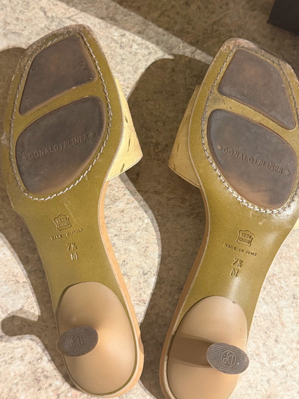 Donald J. Pliner Beige Croc-Embossed Buckle Slide Sandals - Picture 3 of 5